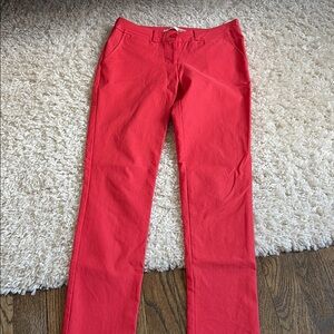Vibrant Red Straight Leg Jeans with Smooth Denim